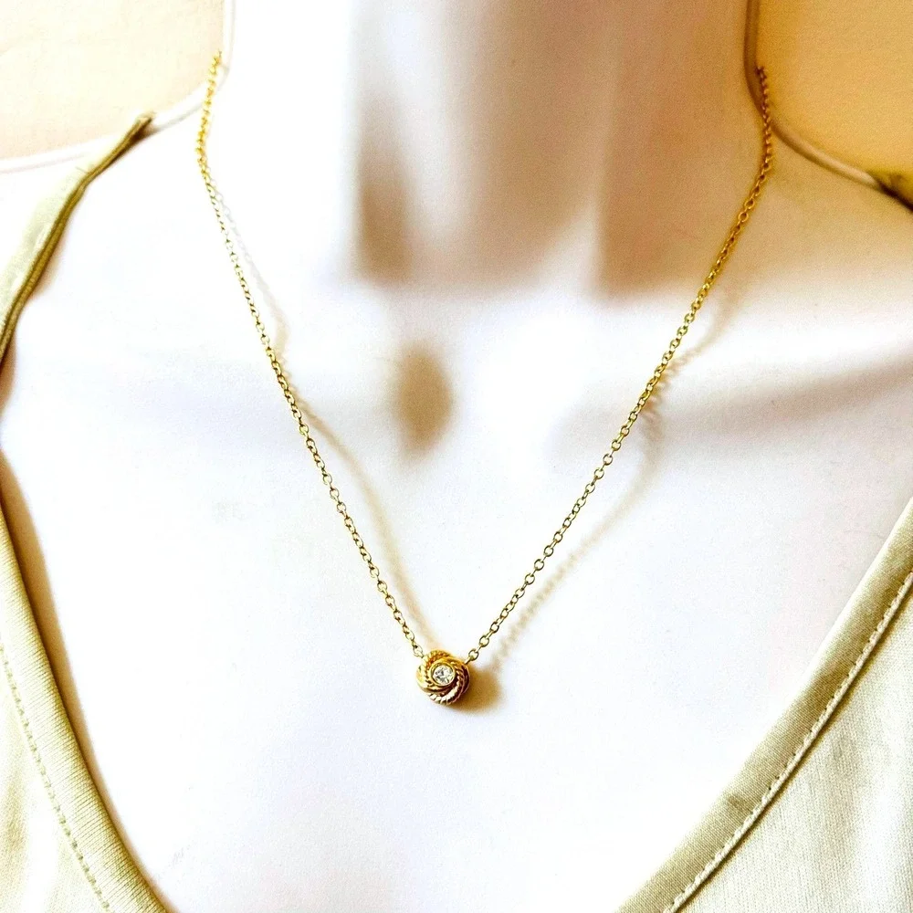 Kate Spade New York infinity and beyond knot Necklace gold‎ Crystal Jeweled 19
